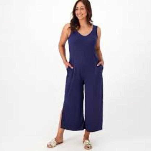 Cuddl Duds Tall Wide Leg Flexwear V-Neck Jumpsuit Xs